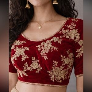 Brand new designer bridal heavy embroidered velvet blouse for Saree & lehenga